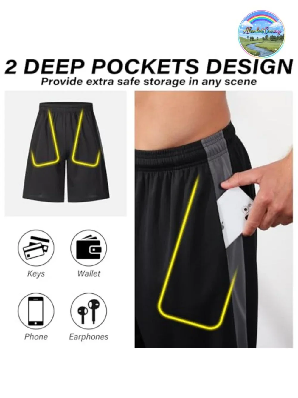 Men's Quick Dry Athletic Shorts with Pockets Basketball Gym Polyester